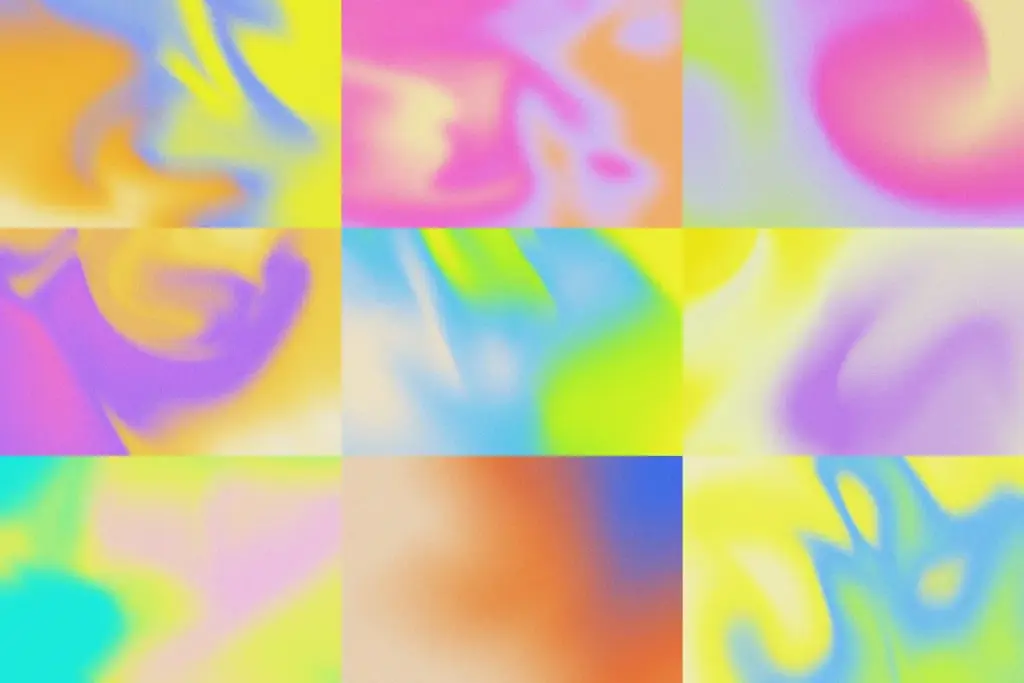 Textured 90s Graphics with a mix of sharp and soft color bleeds in a modern-retro style.