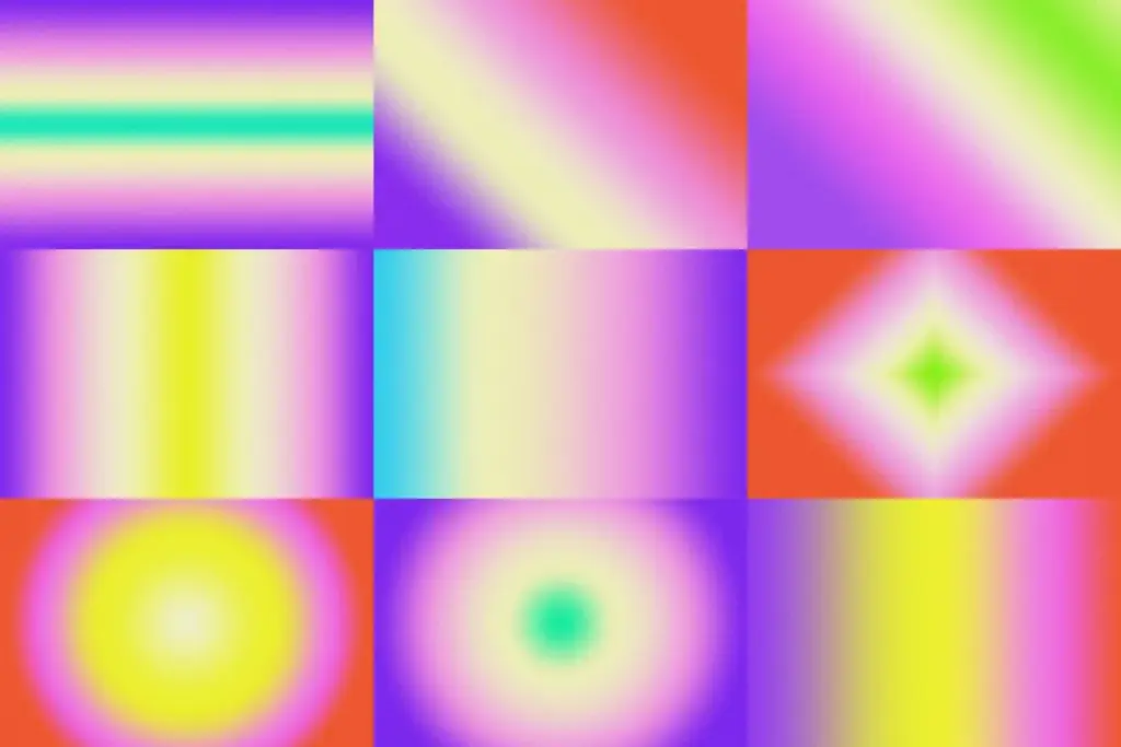 A grid of structured 90s retro Backgrounds focusing on radial, linear, and diamond-shaped light flares.