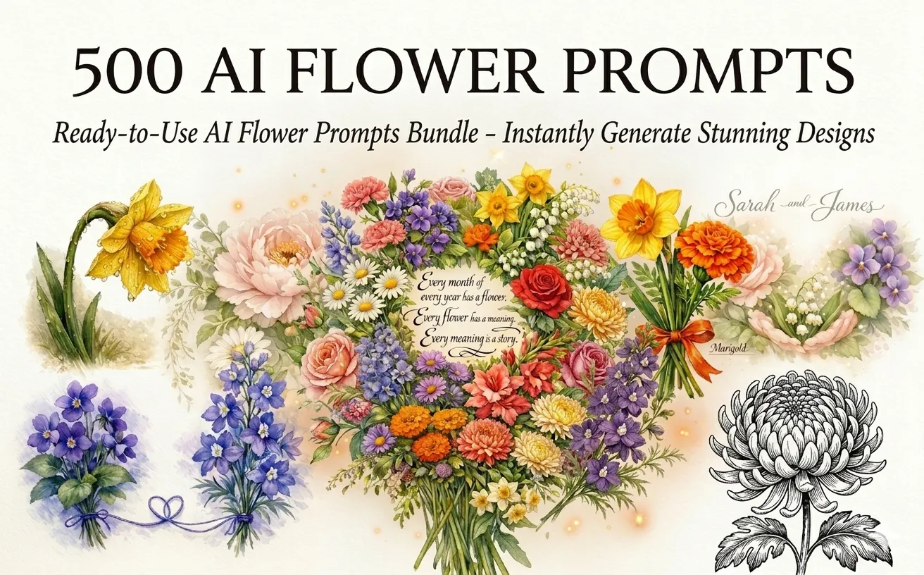 500 AI Flower Prompts Feature Image