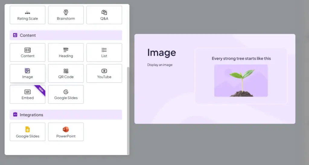 Add images, videos, GIFs, and audio to your slides. Create richer and more engaging presentations.