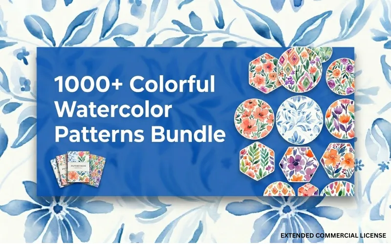 Colorful Watercolor Patterns Bundle Feature Image