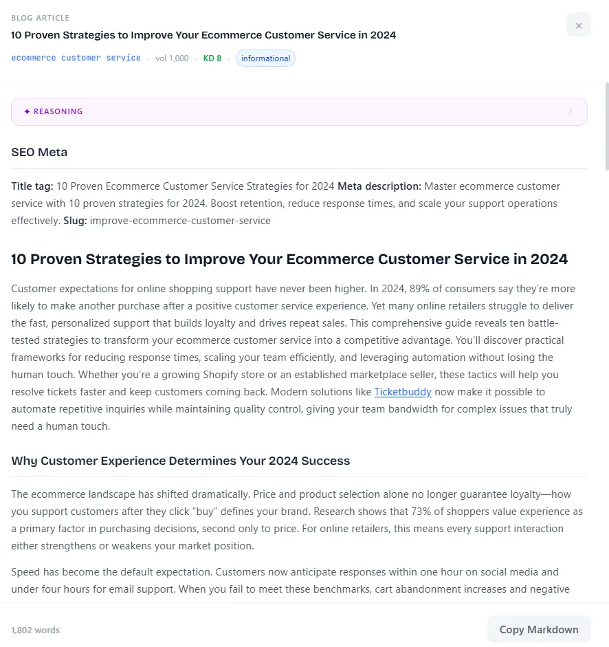 AI-powered blog writing with KeywordBuddy