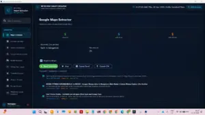 Google Maps Extractor interface in the All in One data extractor for gathering local business leads, addresses, and contact numbers.