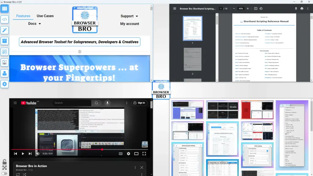 Presentation layout with custom logo Dashboard of Browser Bro Browser Automation Tool