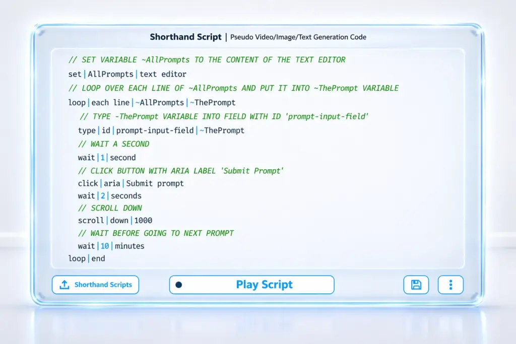 Pseudo Shorthand Image Generation Loop of Browser BroBrowser Automation Tool