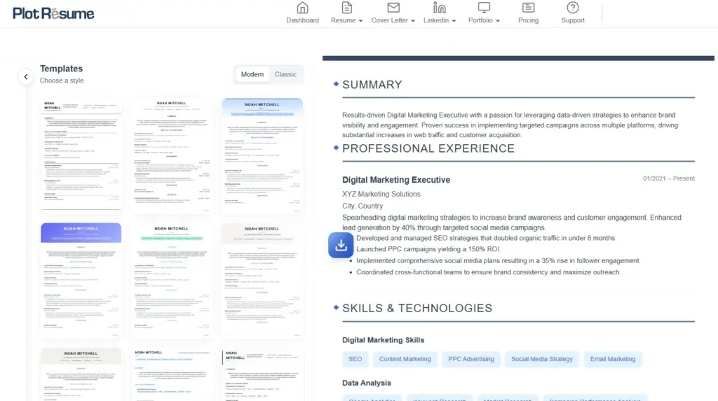 Resume Templates in Plotresume