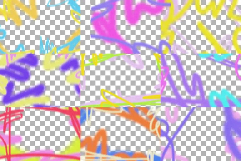 Multi-colored frame graphics with 90s retro urban illustrations and graffiti-style borders.