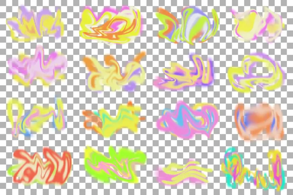 Wavy, multi-colored 90s graphics and retro graphic elements perfect for creating abstract urban illustrations.