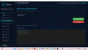 Bulk Source Code Downloader module in the All in One data extractor for saving HTML, CSS, and JS assets.