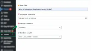 Working of AIWritio WordPress Content Creation Plugin