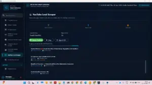 YouTube Lead Scraper tool within the All in one data extractor for harvesting emails and social links from video descriptions.