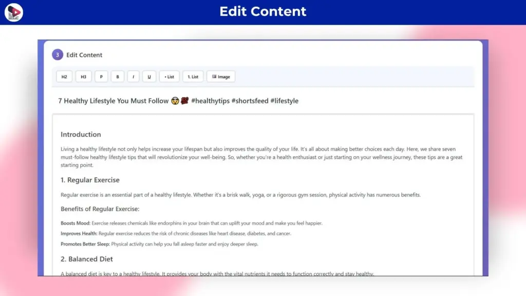 Edit Content easily using YouTubeify YouTube Video Transcriber