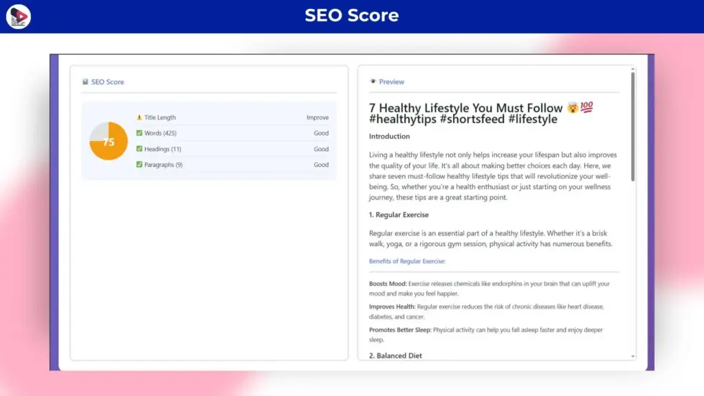 SEO Optimise the Content using YouTubeify YouTube Video Transcriber