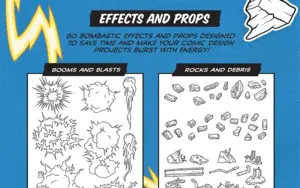 Explosive effects and props of Comic Digital Assets Bundle