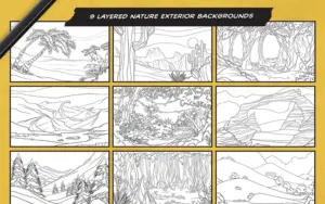 Layered nature exterior backgrounds of Comic Digital Assets Bundle