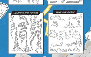 Lightning powers wind and smoke effects of Comic Digital Assets Bundle