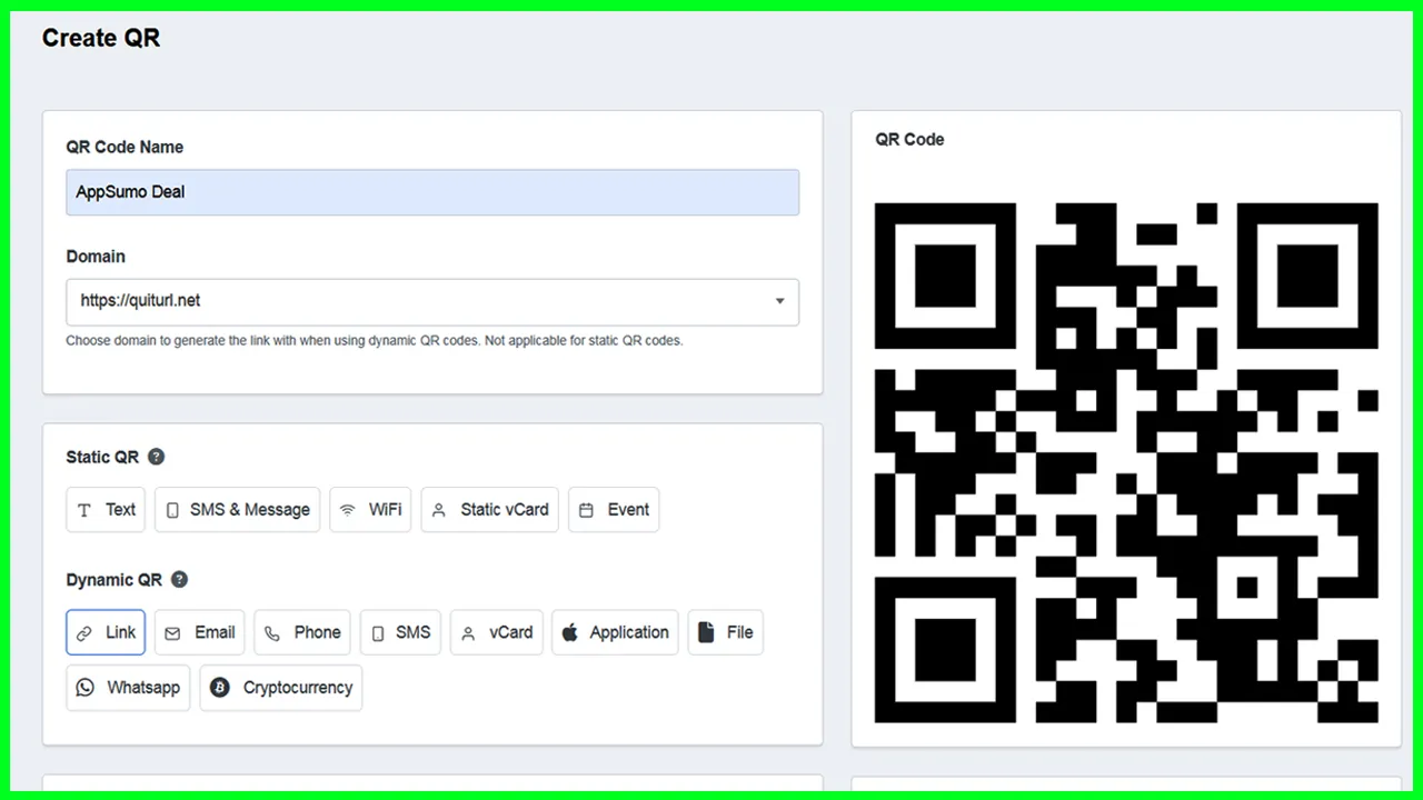 2. Create Dynamic QR Code with QuitURL