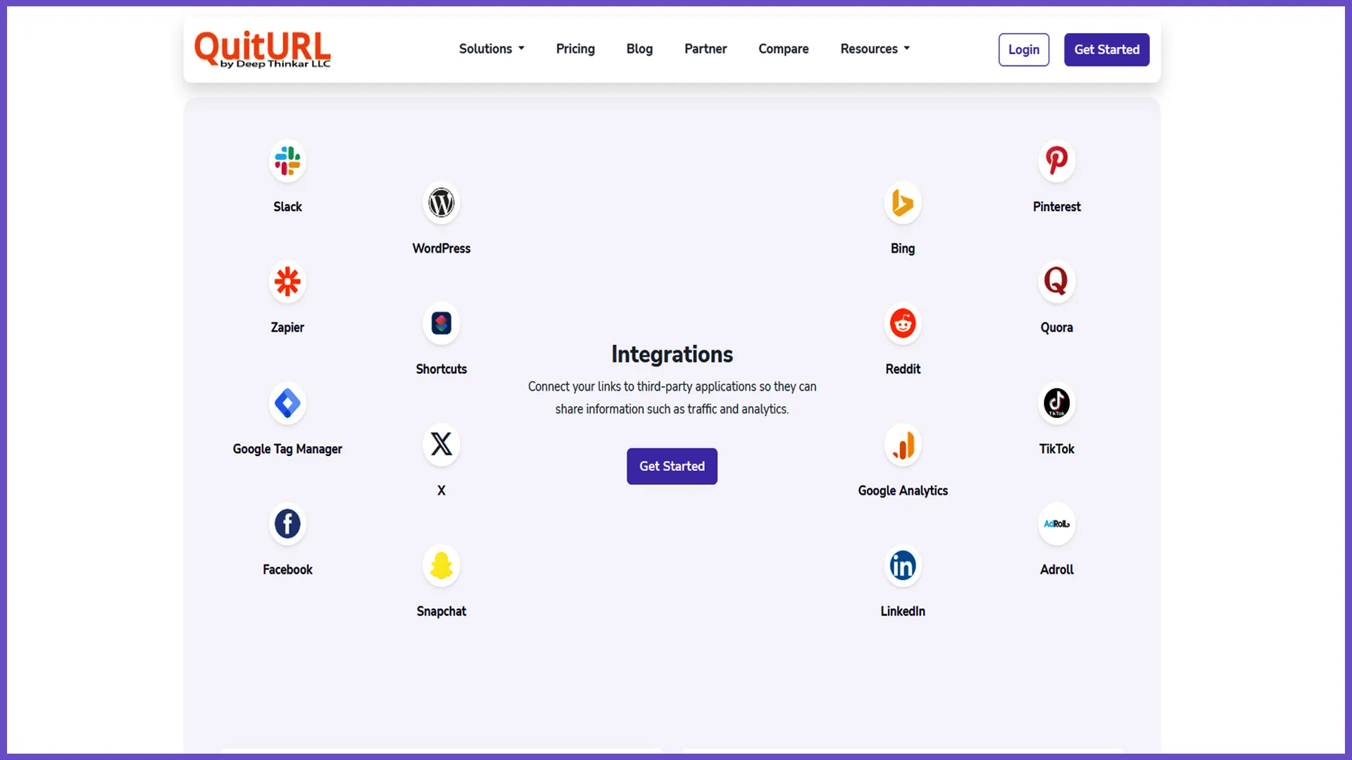 6. Integrate your links on third party plartform with QuitURL