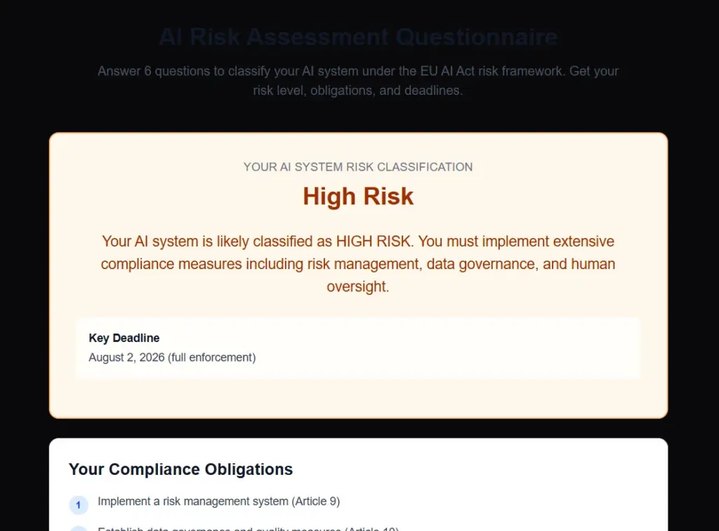 AI Risk Assessment with CompliPilot EU AI Act Compliance Tool