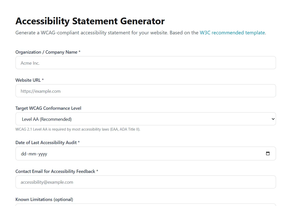 Generate Website Accessibility Statement using FixMyWeb 