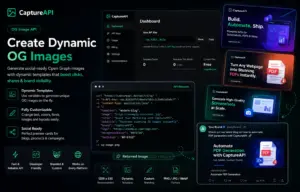 CaptureAPI dashboard showing dynamic Open Graph image generation workflow.