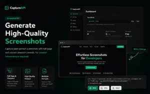 CaptureAPI interface showing website screenshot generation and API controls.
