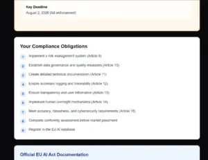 Compliance Guidelines Report generated by CompliPilot EU AI Act Compliance Tool