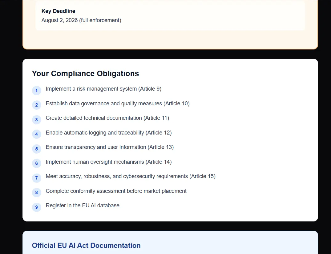 Compliance Guidelines Report generated using CompliPilot