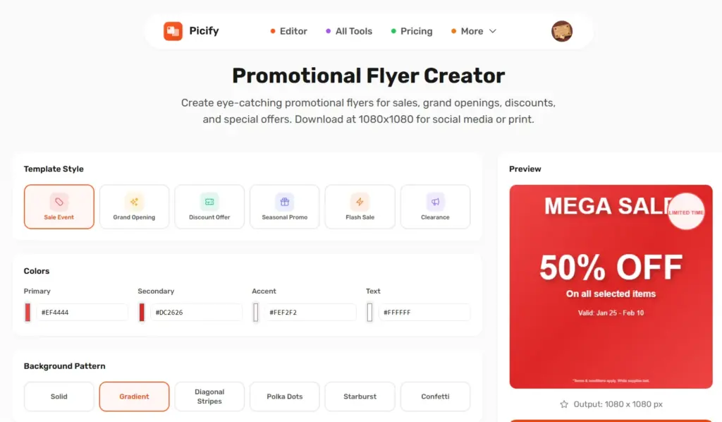 Picify AI-Powered Design Platform Flyer Creator