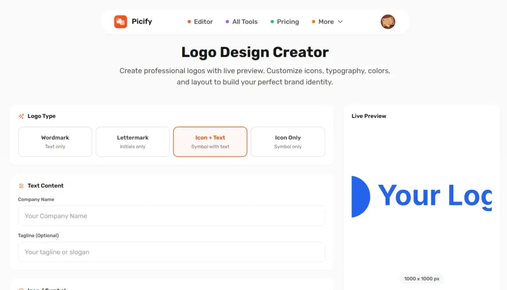 Picify AI-Powered Design Platform Logo Design Creator