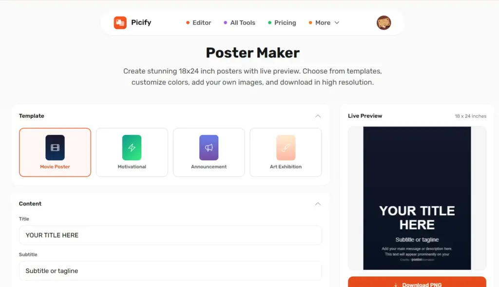 Picify AI-Powered Design Platform Poster Maker