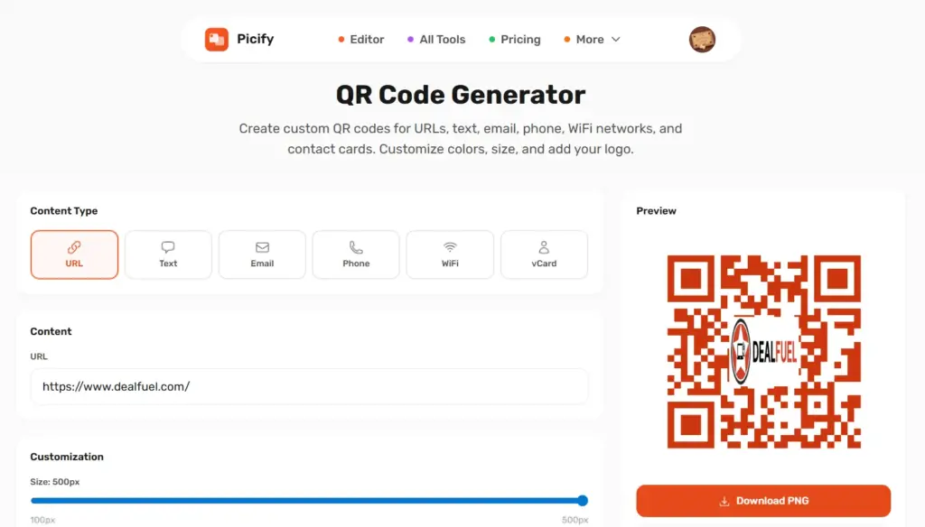 Picify AI-Powered Design Platform QR Code Generator