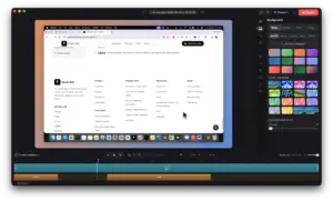 Customizing gradients, wallpapers, and background blur settings in the Screen Bolt mac screen recorder.