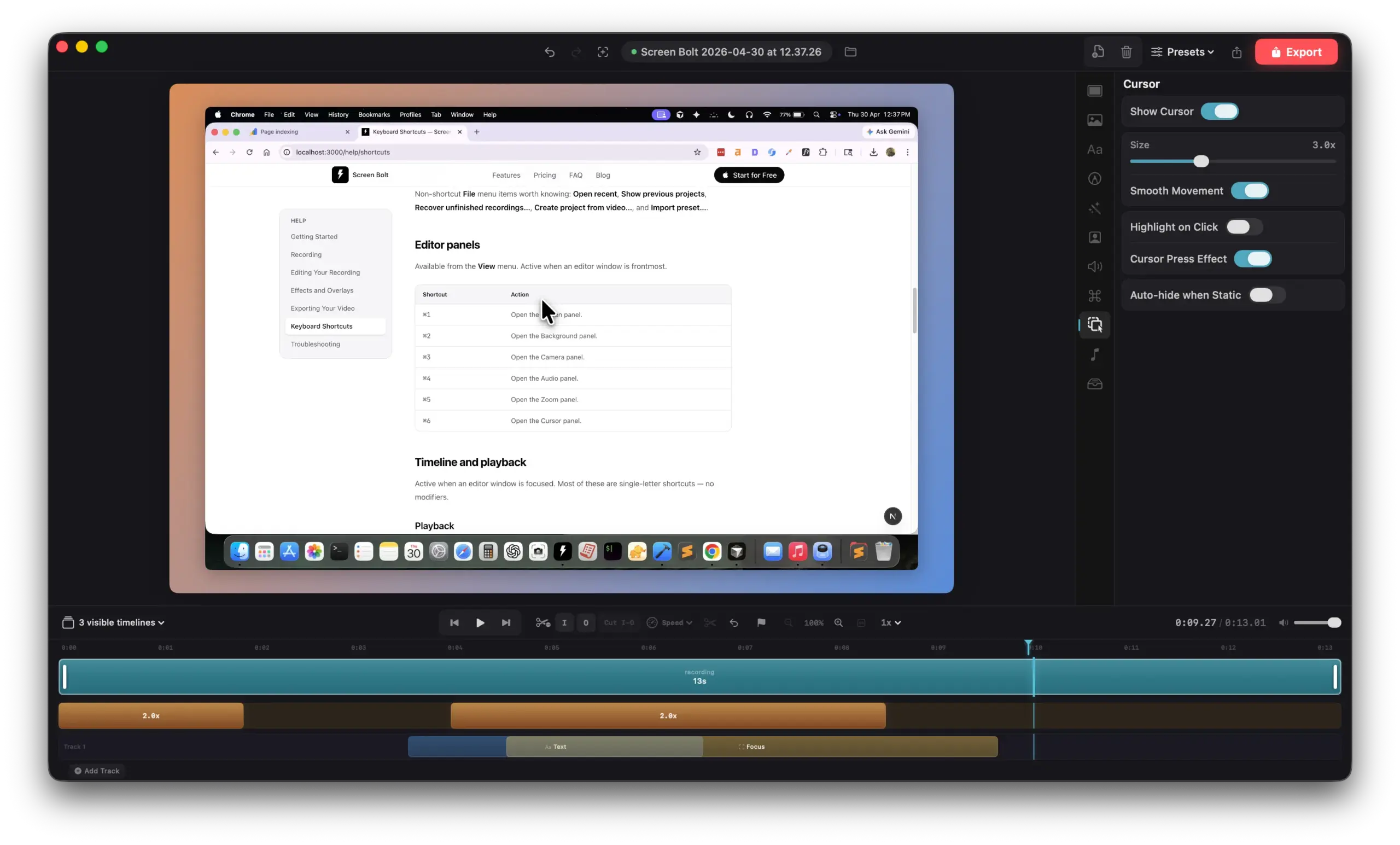 Screen Bolt Cursor effects