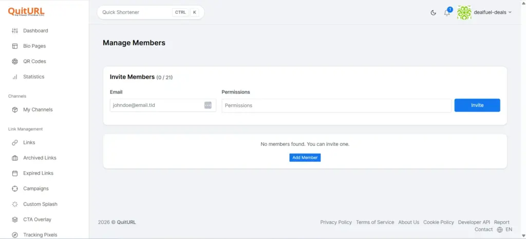 QuitURL's Team Collaboration Feature