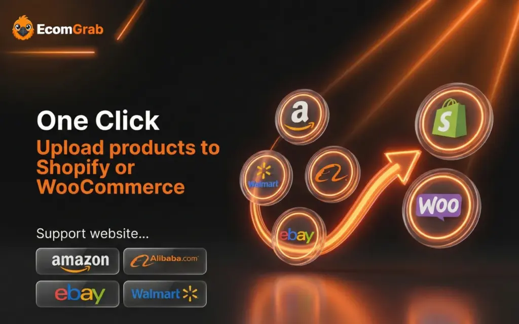 Upload proudtcs to Shopify or Woocommerce using EcomGrab E-commerce Scraper