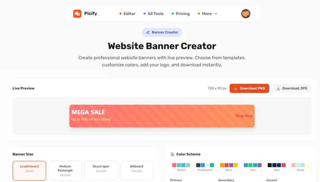 Picify AI-Powered Design Platform Website Banner Creator