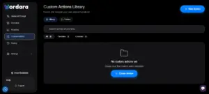 Custom actions library in Wordara AI Prompt Generator