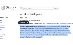 Explain command for the selected Wikipedia text in Wordara AI Prompt Generation.