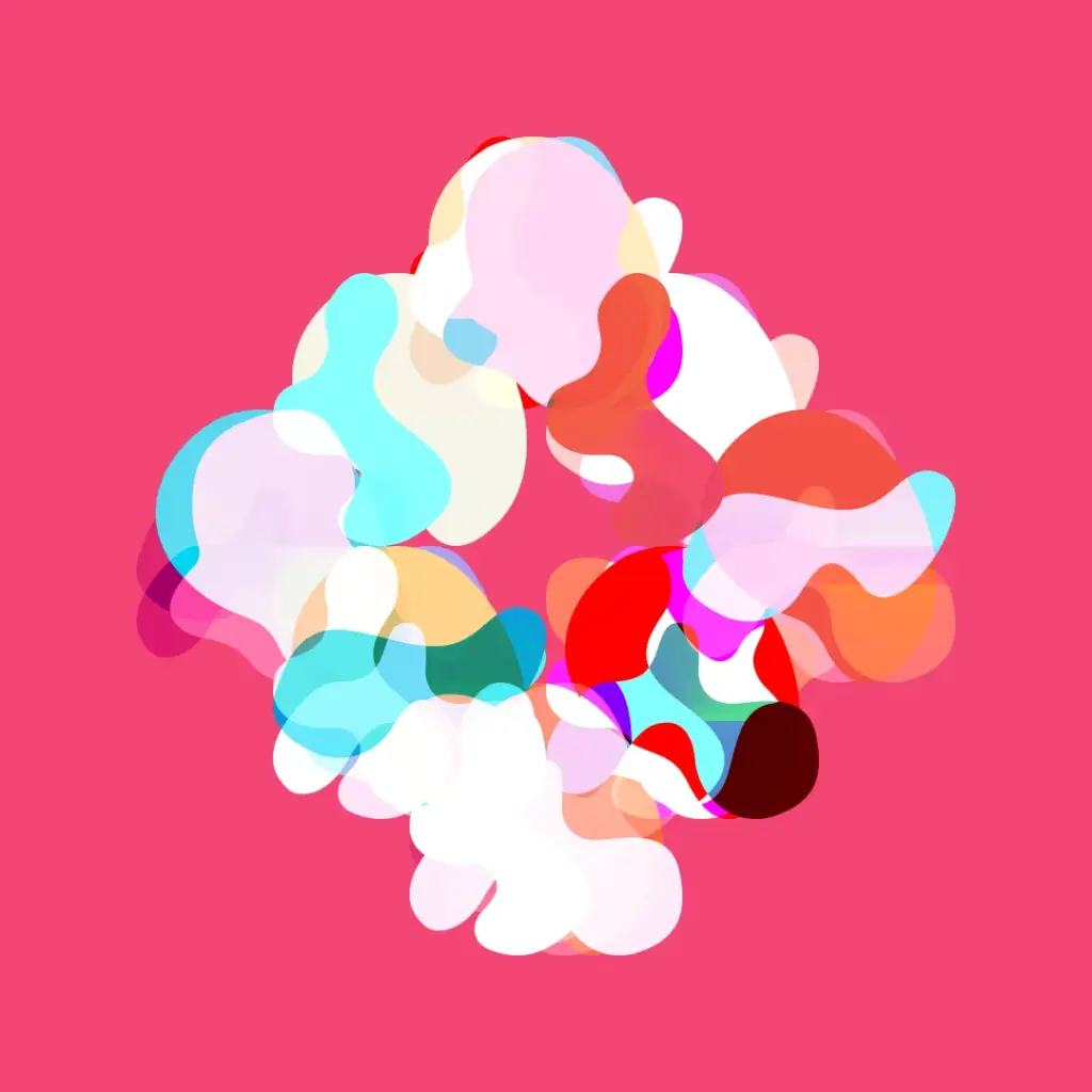 Overlapping colorful blobs, translucent organic shapes of Free Abstract Designs Bundle