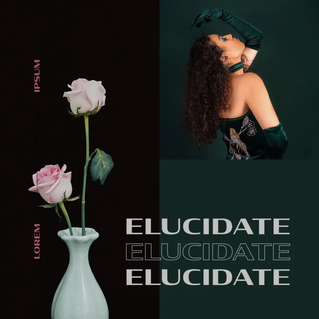 Fashion portrait with roses of Free Instagram Templates Bundle.