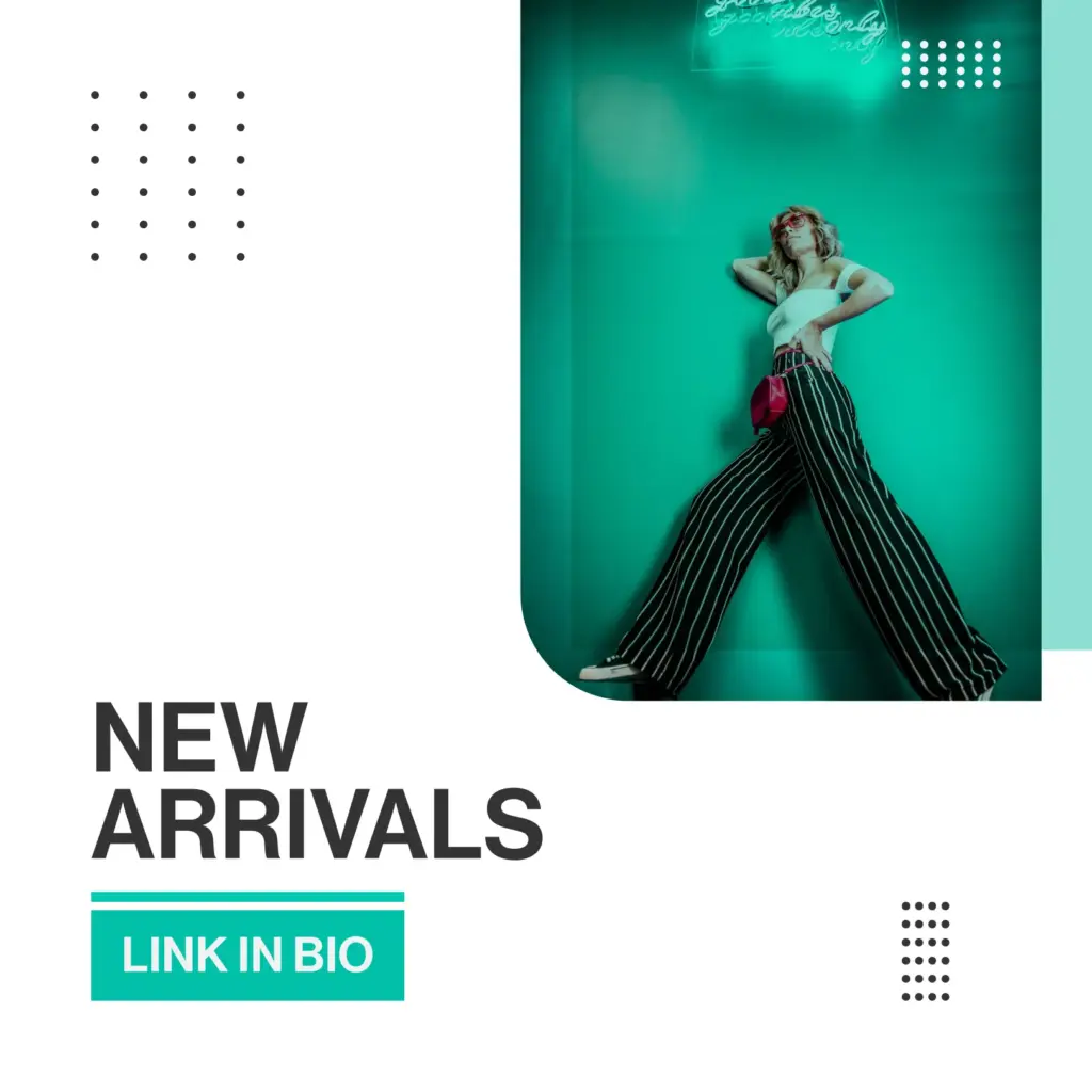 Fashion ad with teal background of Free Instagram Templates Bundle.