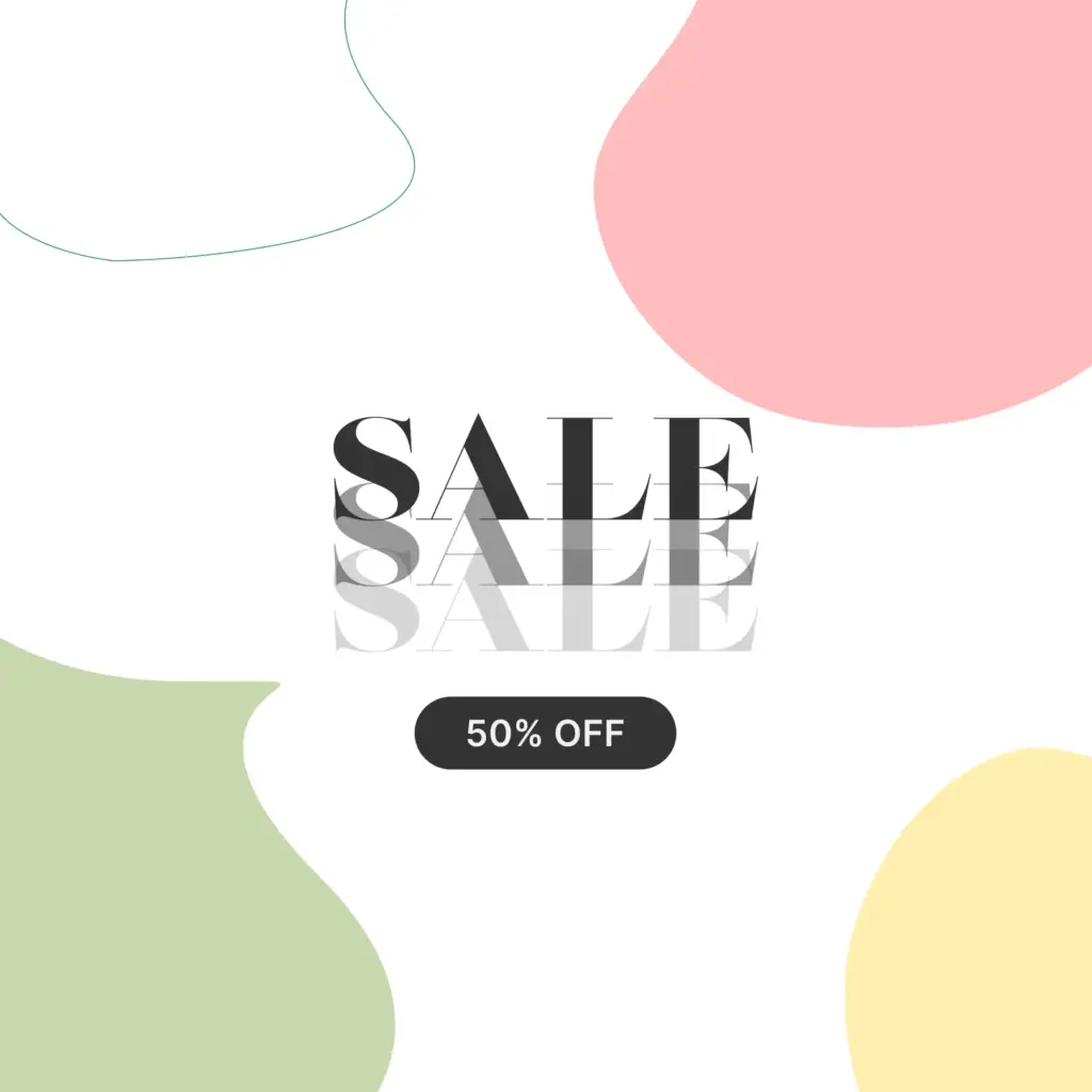 SALE text with 50% OFF banner of Free Instagram Templates Bundle.