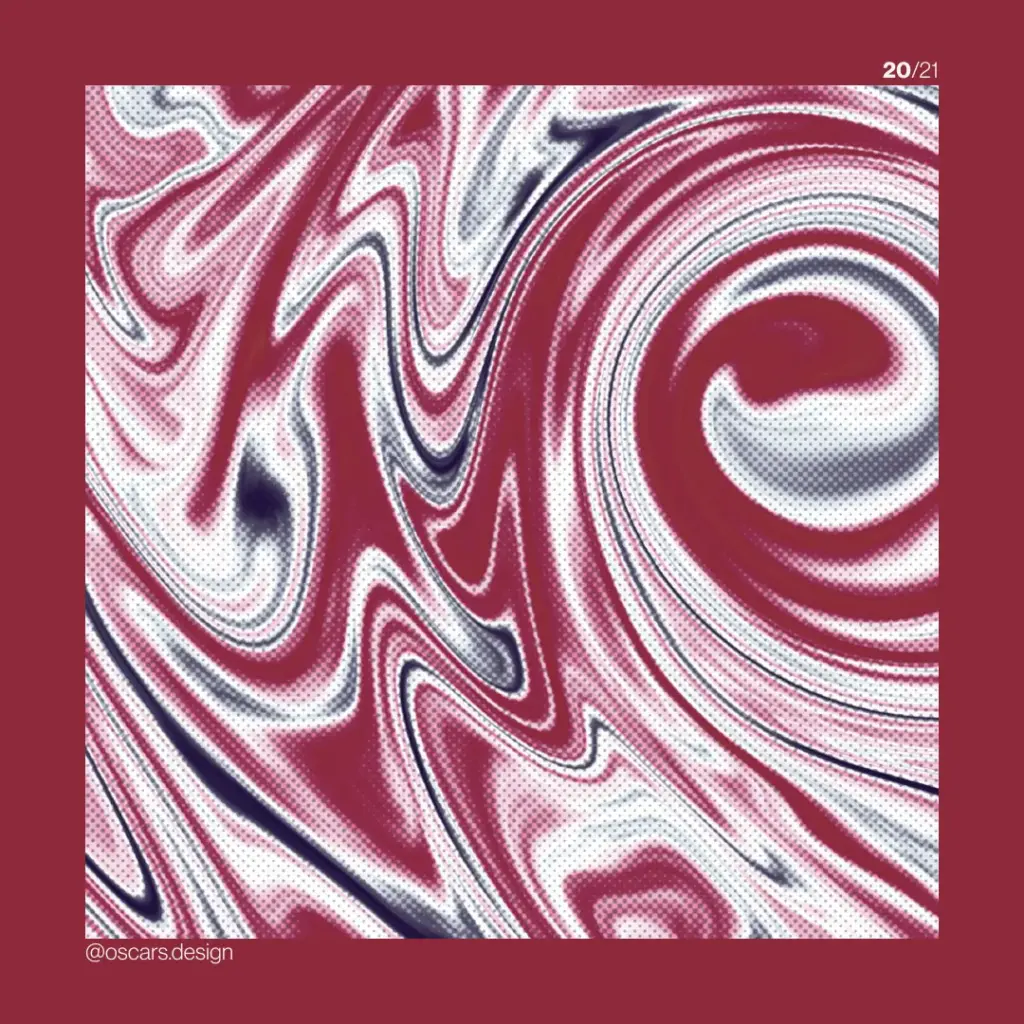 Swirling halftone red, white, and blue marbled patterns of Free Abstract Designs Bundle.