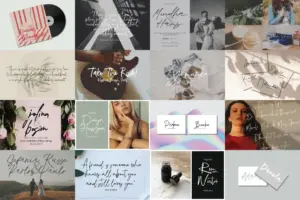 Modern corporate identity designs featuring the Handwriting Signature Fonts Bundle.