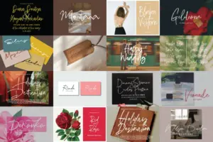 Skincare packaging mockups using the Handwriting Signature Fonts Bundle.