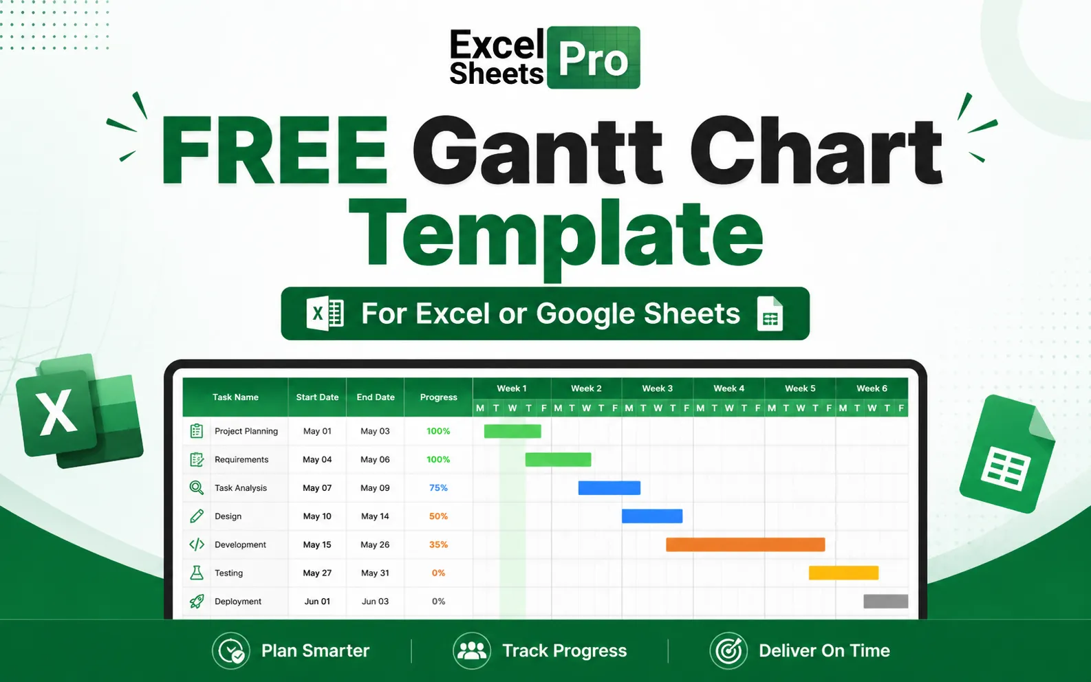 FREE Gantt Chart Template for Excel & Google Sheets