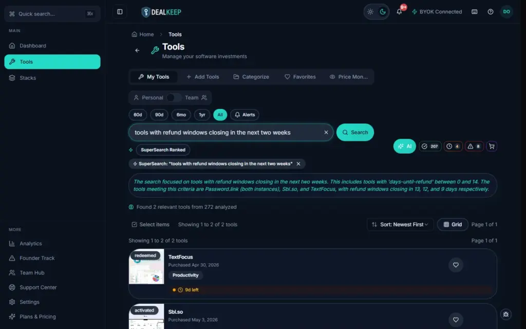 Search stacks using AI