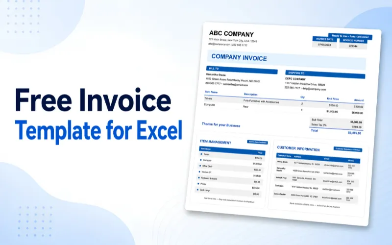 Free Professional Invoice Template For Excel & Gooogle Sheets
