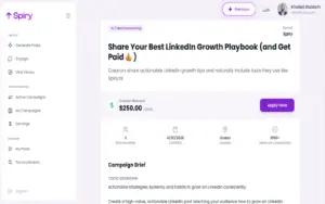 Get discovered by brands using Spiry LinkedIn Creator marketplace